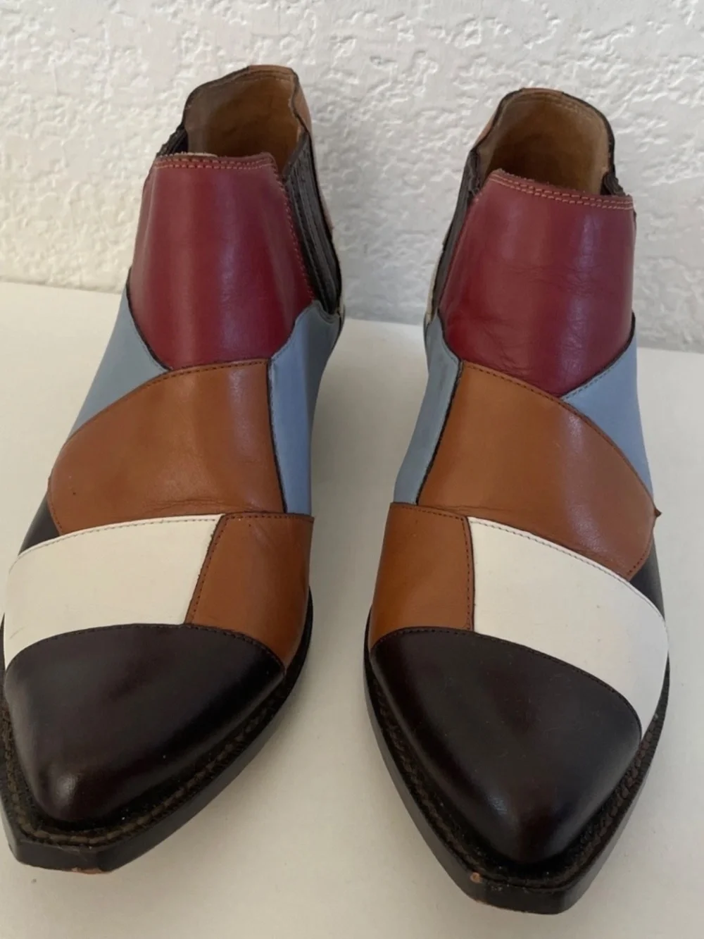 Coach Leather Patchwork Bandit Shoe Cropped Cowboy Boot 5B